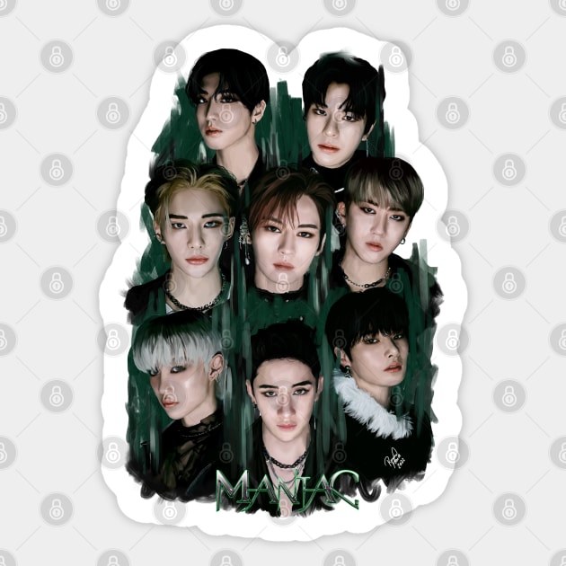 Stray Kids Maniac Illustration fanart Sticker by RetroAttic